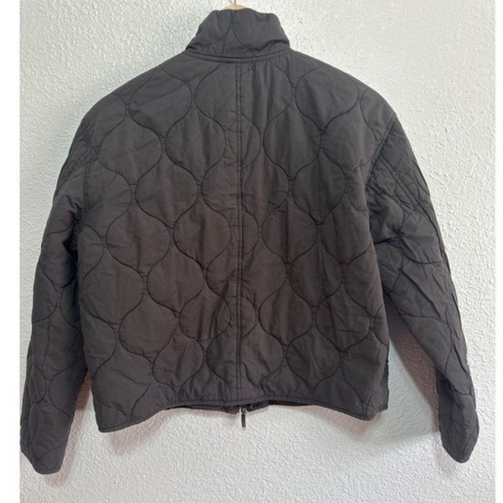 Lucky Brand Quilted Jacket Dark Gray Mock Neck Zip Pockets Women M - Picture 6 of 6